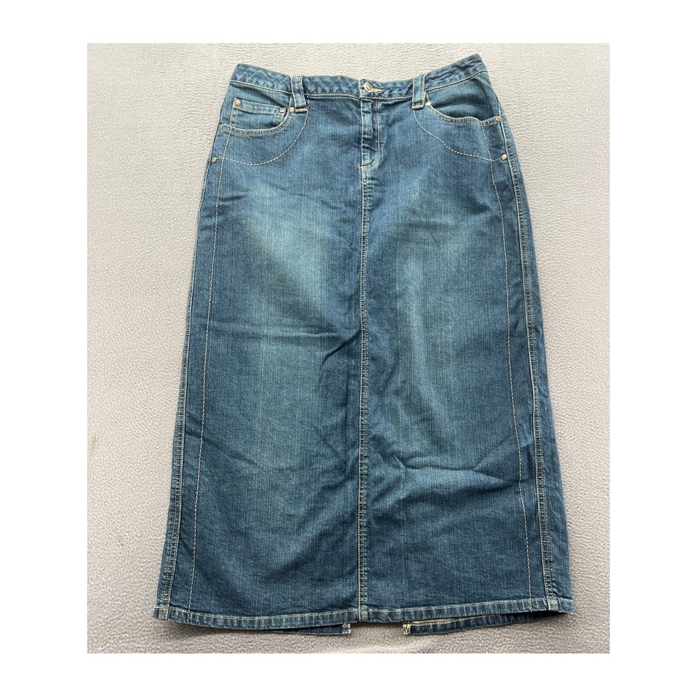 Cato Maxi Skirt Womens Sz 16 Denim Jean Medium Wash Five Pocket